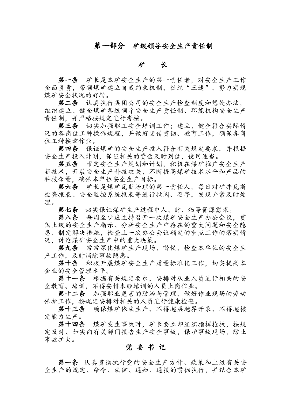 煤矿安全生产岗位责任制完整版_第1页