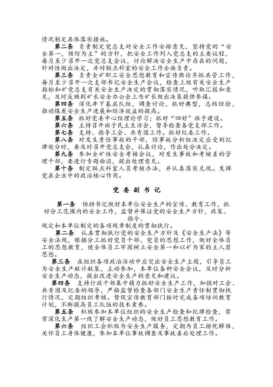 煤矿安全生产岗位责任制完整版_第2页