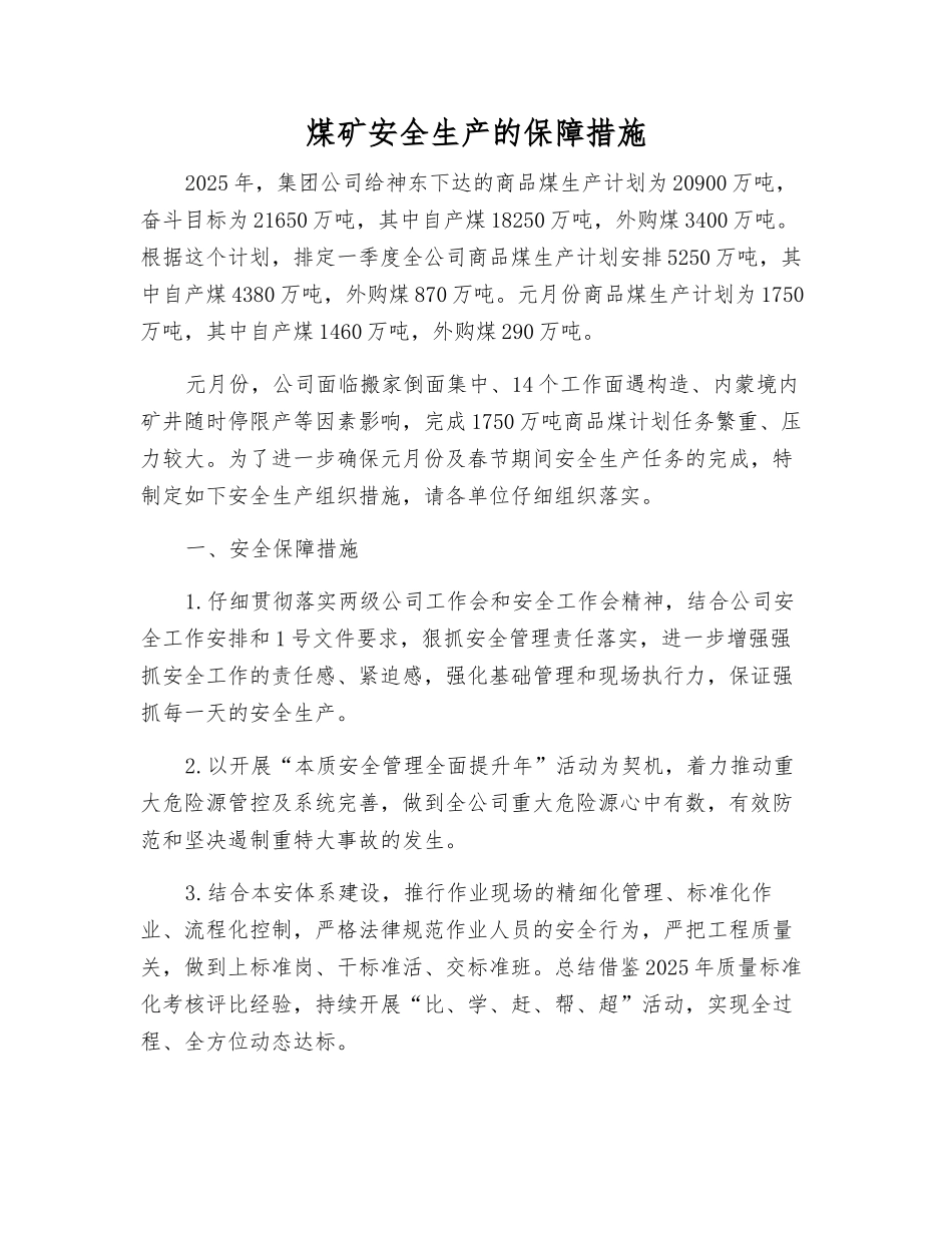 煤矿安全生产的保障措施_第1页