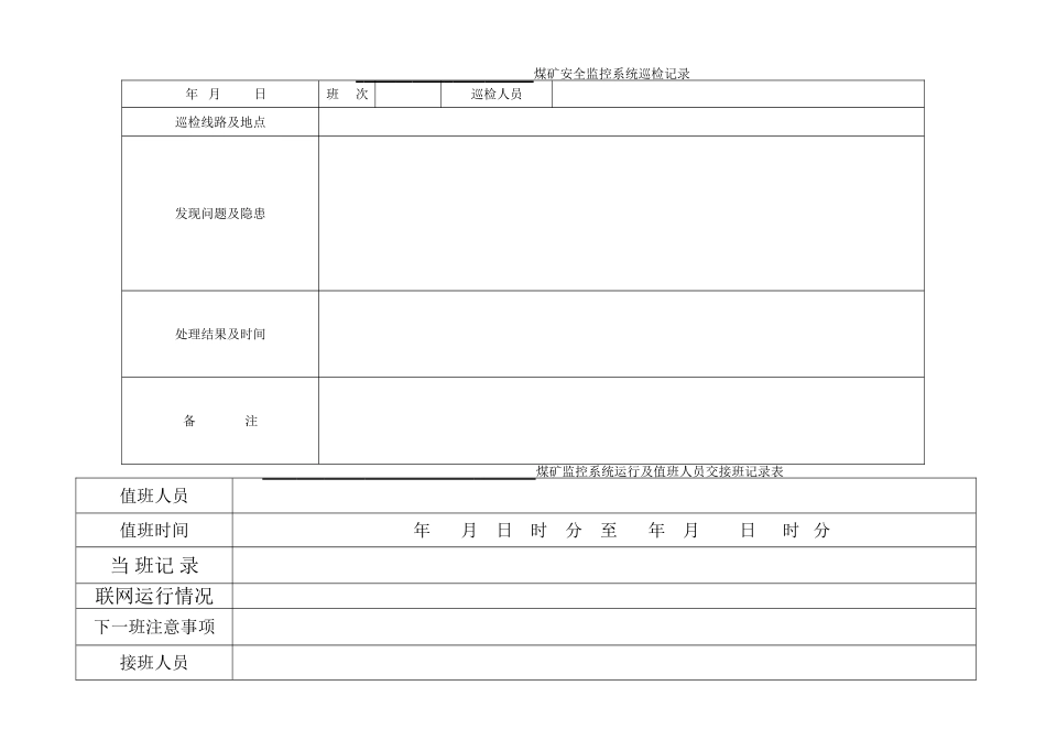 煤矿安全监控各种表格_第3页