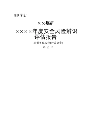 煤矿年度安全风险评估报告