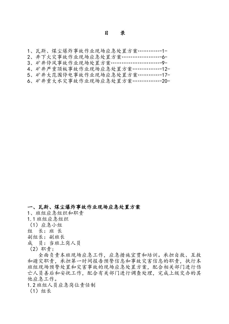 煤矿班组作业现场应急处方案_第2页