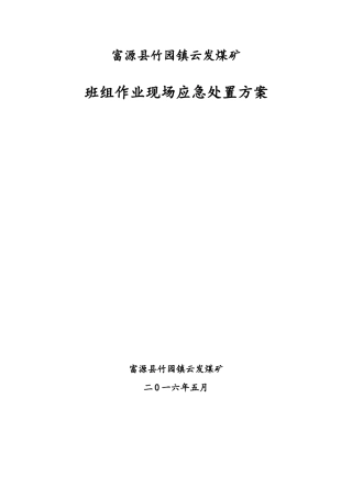 煤矿班组作业现场应急处方案