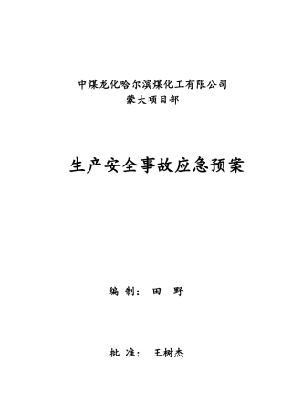 煤矿生产安全事故应急预案
