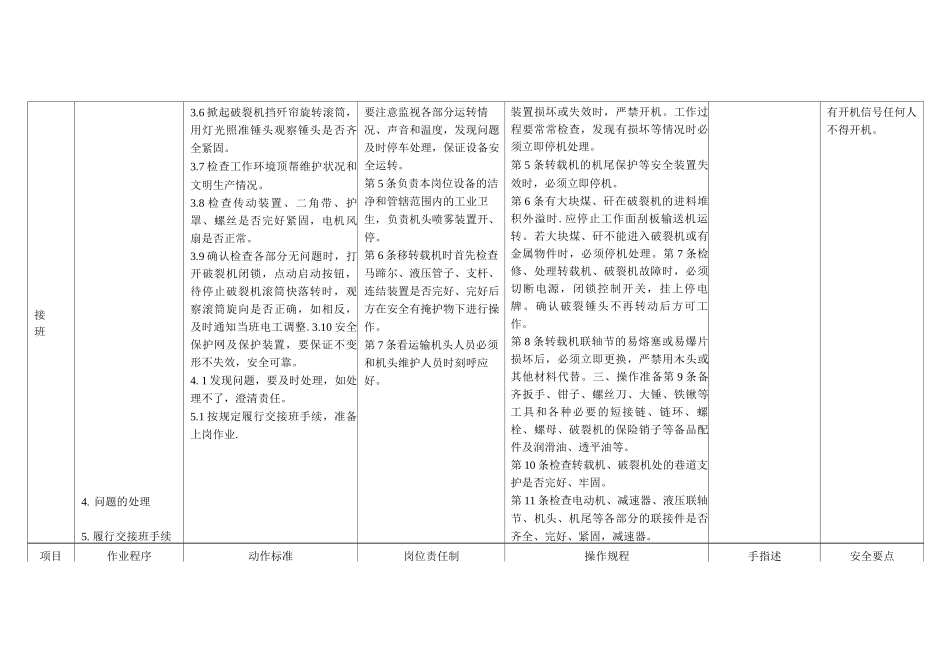 煤矿破碎机司机作业标准标准作业卡_第2页