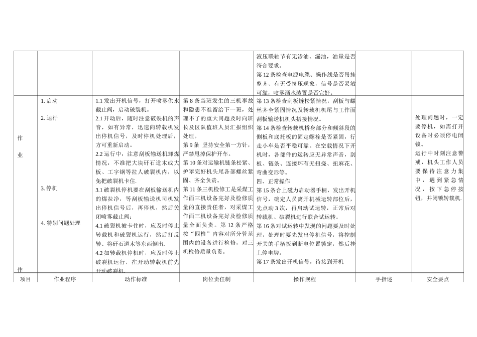 煤矿破碎机司机作业标准标准作业卡_第3页