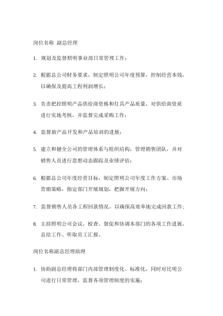 照明公司岗位职责