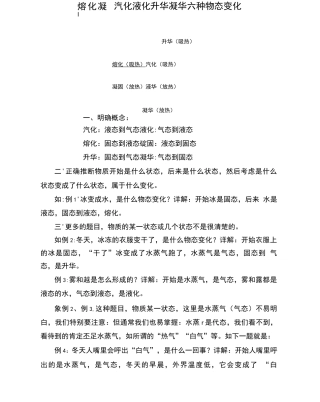 熔化凝固汽化液化升华凝华六种物态变化