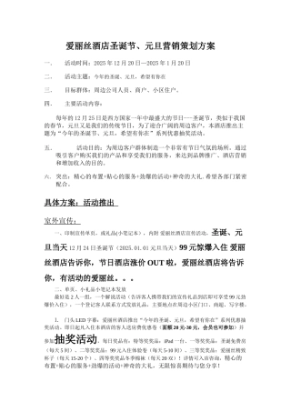 爱丽丝圣诞元旦活动方案