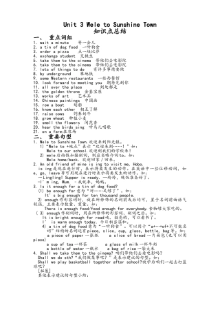 牛津译林版7B Unit 3 知识点
