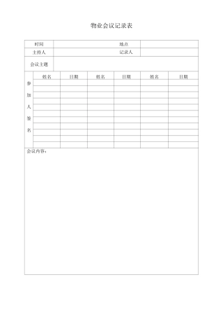 物业会议记录表