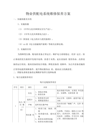 物业供配电系统维修保养方案