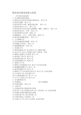 物业保洁服务标准与制度