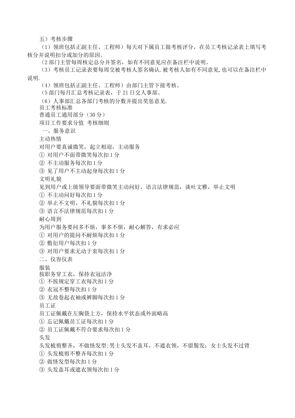 物业公司员工考核制度_第2页