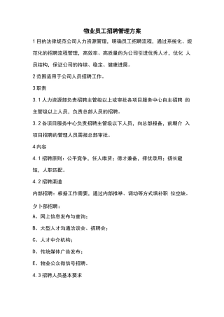 物业员工招聘管理方案