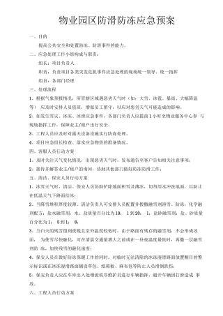 物业园区防滑防冻应急预案