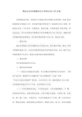 物业小区环境整治百日攻坚行动