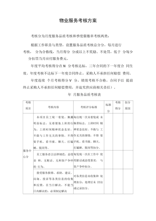 物业服务考核方案