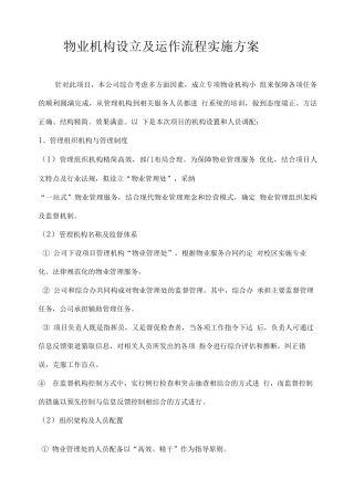 物业机构设立及运作流程实施方案