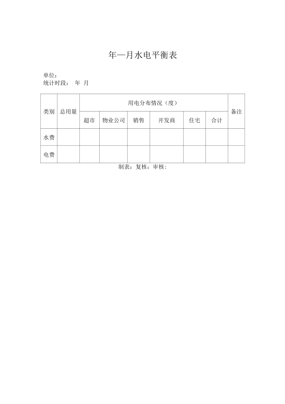 物业水电平衡表_第1页