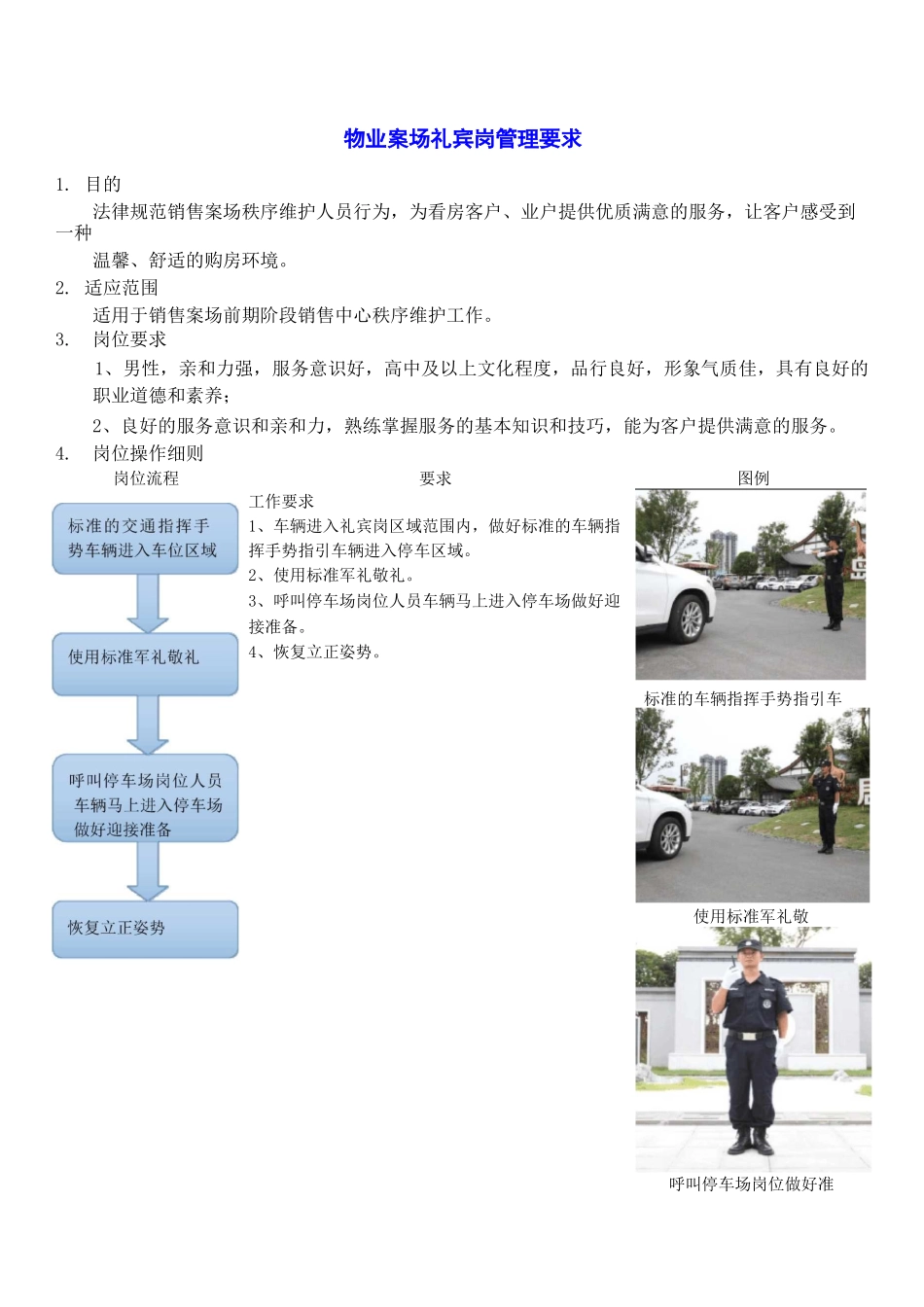 物业秩序各岗位工作要求_第1页