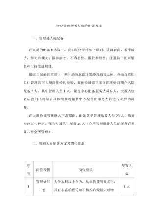 物业管理服务人员的配备方案