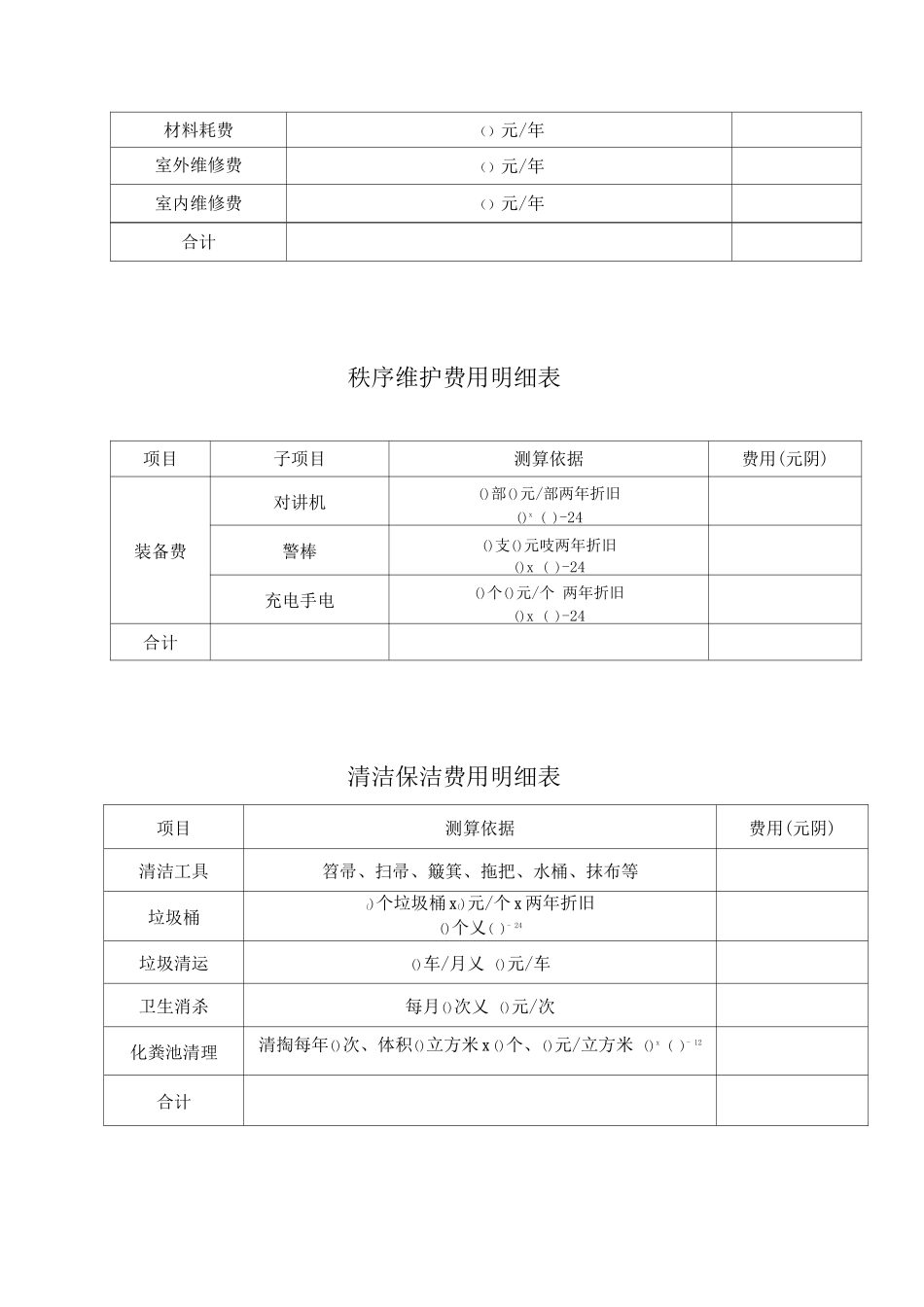 物业管理费用测算报告_第3页