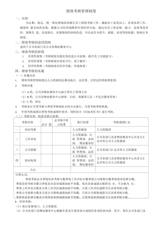 物业绩效考核管理制度