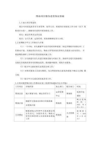 物业项目服务进度保证措施