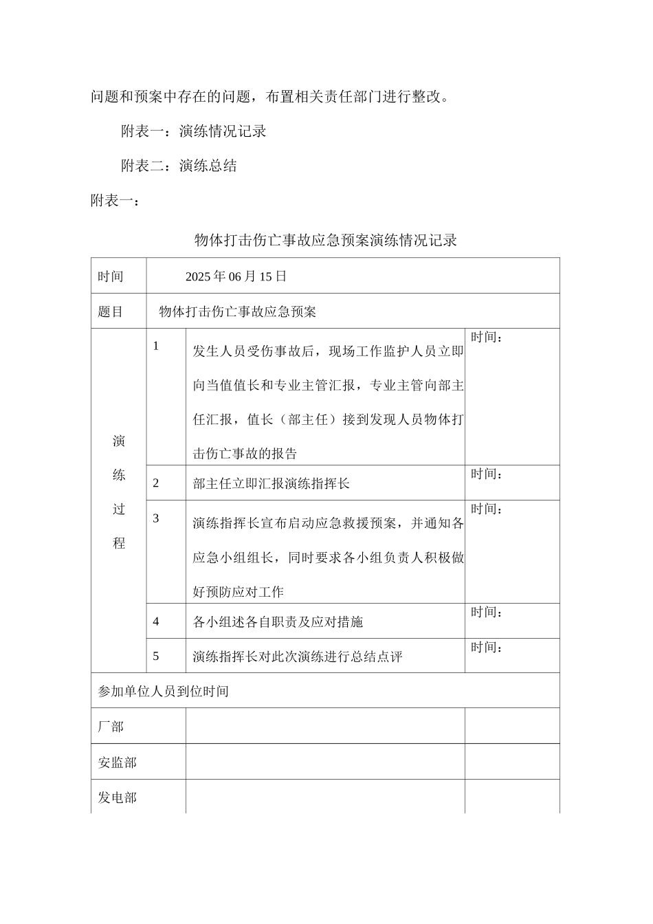 物体打击伤亡事故应急预案演练方案_第3页