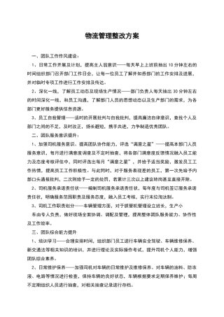 物流管理整改方案