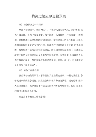 物流运输应急运输预案