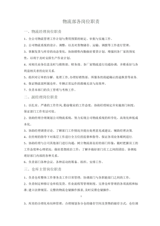 物流部及各岗位职责