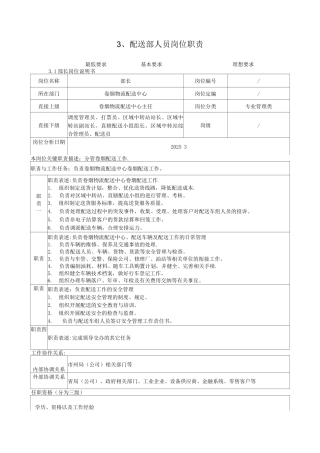 物流配送部岗位职责