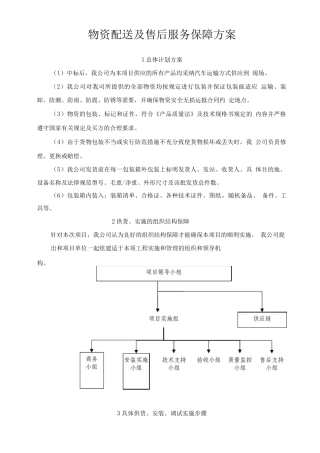 物资配送及售后服务保障方案