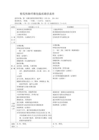 特发性肺纤维化临床路径表单