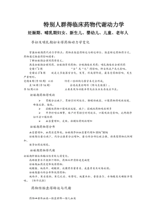 特殊人群的临床药物代谢动力学