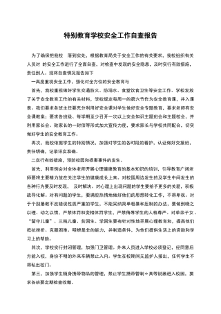 特殊教育学校安全工作自查报告