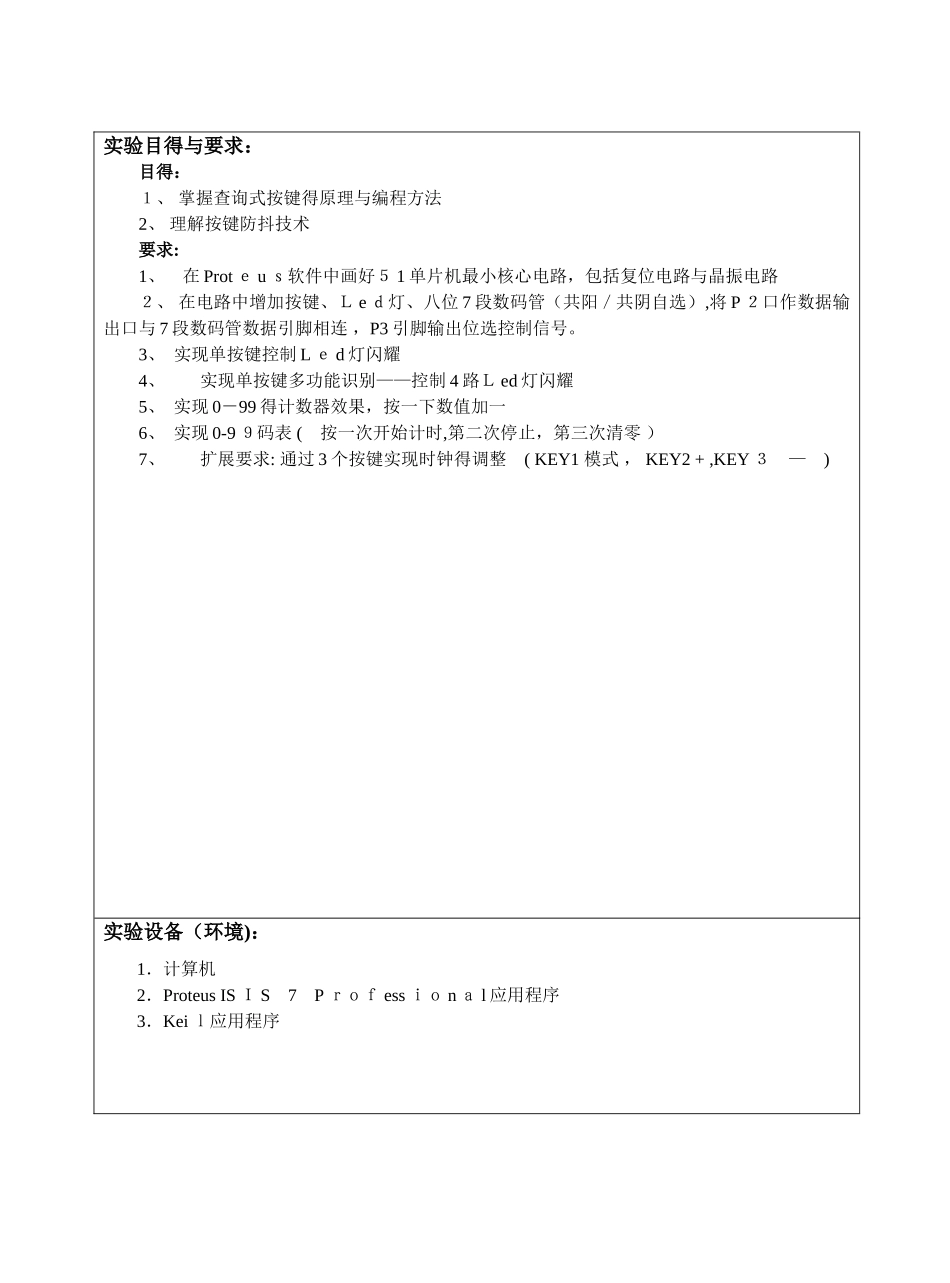 独立按键识别-单片机原理-实验报告_第2页