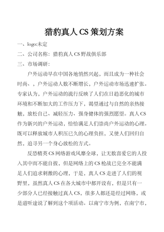猎豹真人CS策划方案