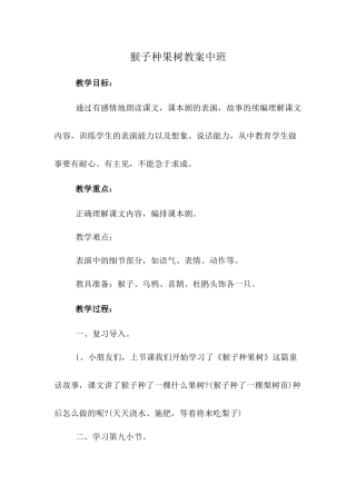 猴子种果树教案中班