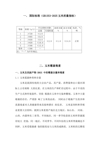 玉米的质量标准