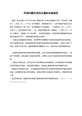 环保问题专项回头看的自查报告
