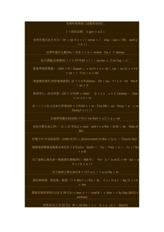 环境保护的一些相关词汇