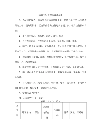 环境卫生管理内容及标准