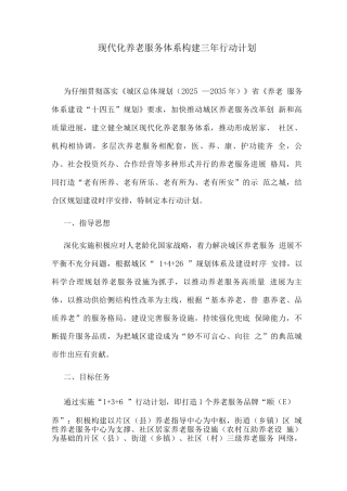 现代化养老服务体系构建三年行动计划