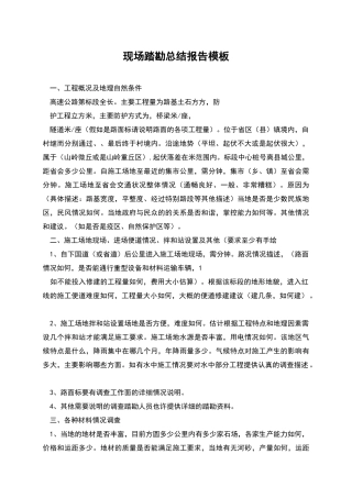 现场踏勘总结报告模板