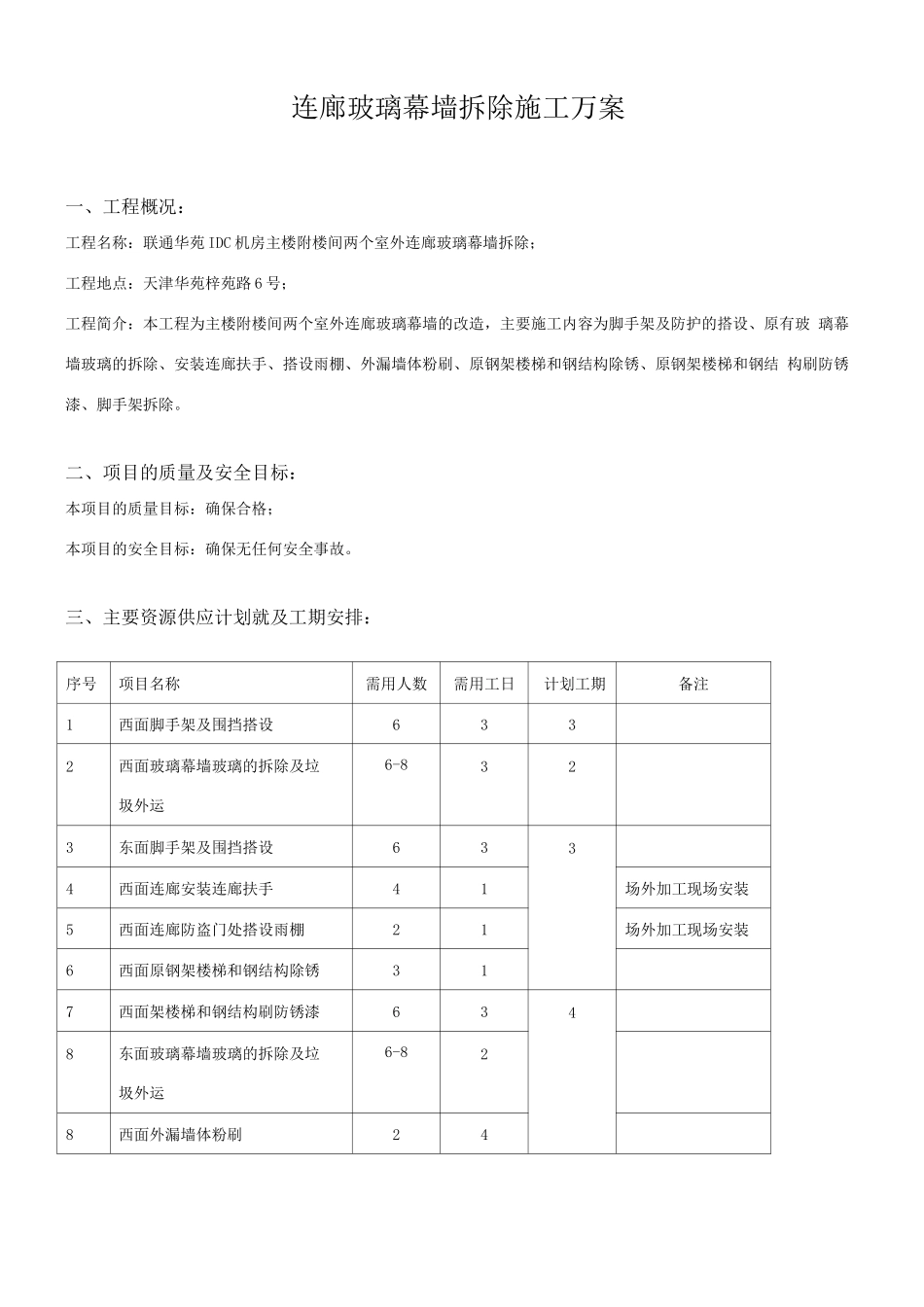 玻璃幕墙改造施工方案_第1页