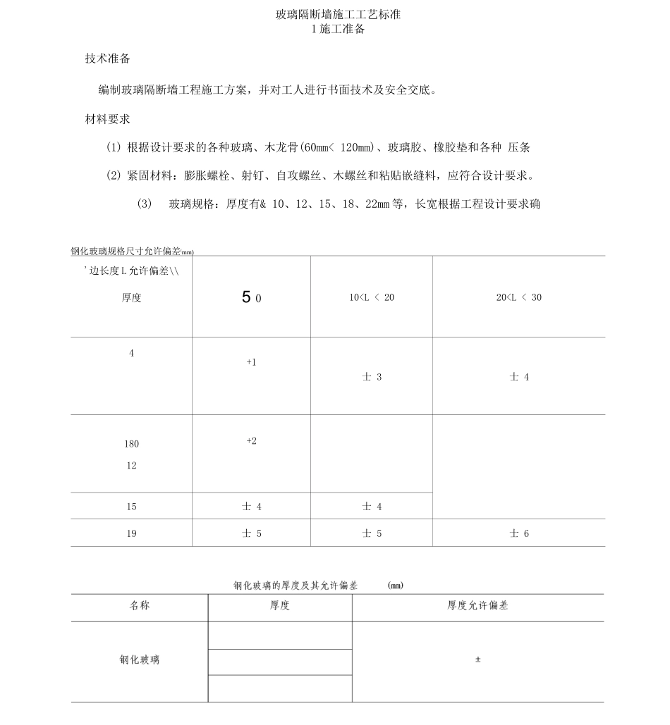 玻璃隔断墙施工工艺标准_第1页
