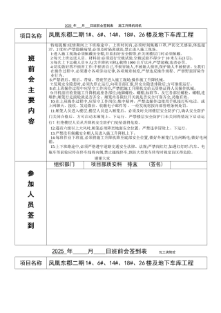 班前会签到表 